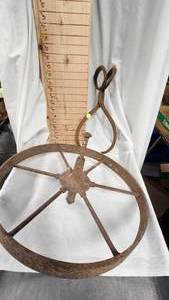lot 52 image: Cast Iron Wheel and Small Ice Tongs