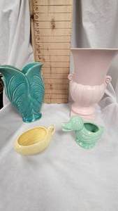 lot 53 image: Hyalyn Pottery Pink Vase and additional Mid-Century Vases