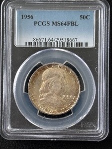 lot 6 image: 1956 Franklin Half Dollar PCGS MS64 FBL