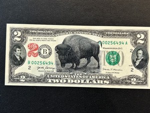 lot 16 image: Uncirculated $2 Dollar Bison Bill