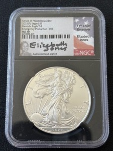 lot 85 image: 2021 Silver Eagle NGC MS70