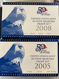 lot 133 image: 2005 and 2008 State Quarter Proof Sets