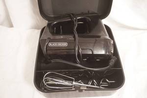 lot 245 image: Black & Decker Mixer with Storage Container and variety of beaters
