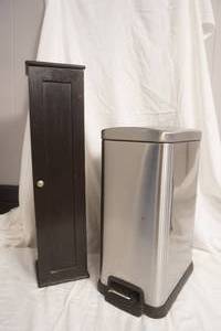 lot 352 image: Stainless Steel Garbage Can & Toilet Paper Cabinet