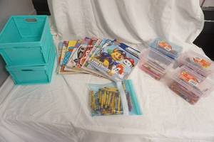 lot 356 image: Coloring Books, Crayons, 2 Organizing Bins