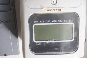 lot 361 image: Electric Time Clock, time card slot and time cards.