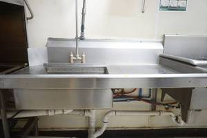 lot 24 image: Commercial Sink, Grate, & Sprayer 29x48
