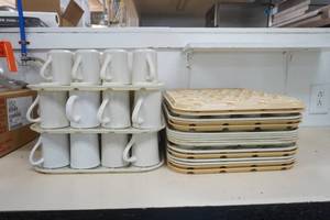 lot 55 image: 53 Stoneware Coffee Cups and Racks