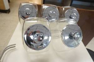 lot 57 image: 5 Large Glass Cookie Jars