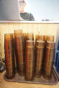 lot 67 image: Water Cups 12oz & 6oz  (clear brown color)