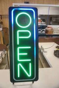 lot 89 image: Neon LED Open Sign (green & blue)