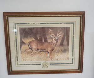 lot 93 image: Deer Print, framed, matted