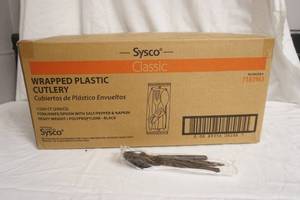 lot 197 image: NEW Wrapped Plastic Cutlery (250ct)