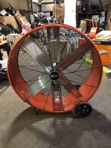 lot 26 image: Commercial Electric 42 in. Heavy Duty 2-Speed Belt Drive Drum Fan  Customer Returns See Pictures