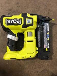 lot 43 image: RYOBI ONE HP 18V 18-Gauge Brushless Cordless AirStrike Brad Nailer (Tool Only)  Customer Returns See Pictures