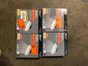 lot 48 image: Lot of Commercial Electric Integrated LED 6-inch Retro Fit Ultra Slim Selectable Color Recessed Light, White, Energy Star, Title 20, Wet Rated Customer Returns See Pictures