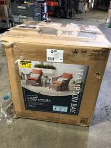 lot 58 image: Hampton Bay Valley Spring Wicker Patio Conversation Chairs with Sienna Cushions (Chairs Only )   Customer Returns See Pictures