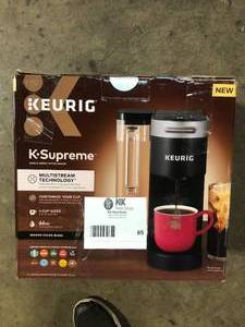 lot 65 image: Keurig K-Supreme Single Serve K-Cup Pod Coffee Maker, MultiStream Technology, 4 Brew Sizes, 66oz Dual-Position Removable Reservoir, Black     Customer Returns See Pictures