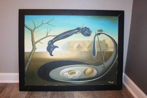 lot 2 image: Surrealist Artwork Inspired by Salvador Dali, Framed Canvas