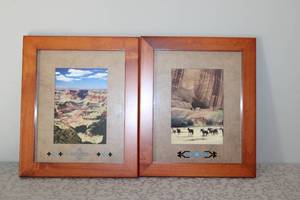 lot 25 image: Pair of Southwestern Style Framed Prints with Matting