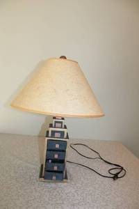 lot 26 image: Table Lamp with Decorative Multi-Drawer Base