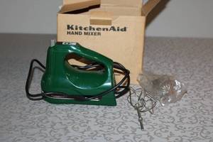 lot 75 image: KitchenAid Professional V Green Hand Mixer with Attachments and Box