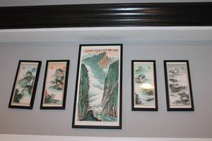 lot 77 image: Set of 5 Framed Chinese Landscape Art Prints
