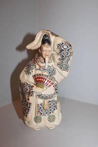 lot B-85 image: Antique Japanese Ceramic Samurai Figurine with Fan