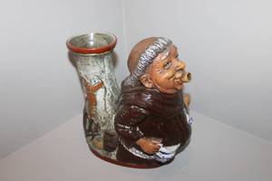 lot 91 image: Hand Painted Brevettato Italian Monk Figural Ceramic Pitcher