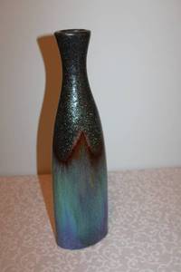 lot 102 image: Tall Iridescent Ceramic Vase with Gradient Glaze
