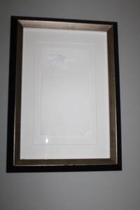 lot 132 image: Framed Minimalist Artwork Featuring White Bird Relief
