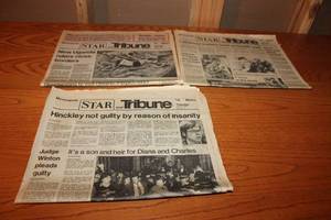 lot 176 image: Lot of 3 Vintage Minneapolis Star and Tribune Newspapers 1982 and 1985