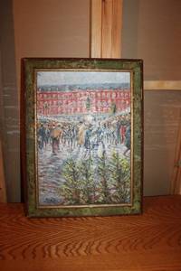lot 177 image: Framed Impressionist Street Scene Oil Painting