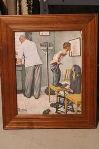 lot 225 image: Framed Print of Norman Rockwell Doctor and Boy Scene