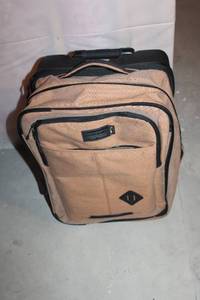 lot 237 image: Tan Rolling Carry-On Luggage Bag with Telescoping Handle