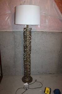 lot 244 image: Decorative Floor Lamp with White Shade and Metal Spiral Base