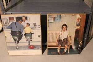 lot 246 image: Set of 2 Norman Rockwell Art Prints on Board