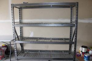 lot 325 image: Heavy Duty Metal Storage Rack with 4 Wire Shelves