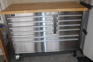 Stainless Steel Rolling Tool Chest with Assorted Hand Tools and Accessories
