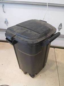 lot 201 image: 42-45 gallon Rolling garbage bin wi...