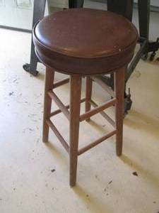 lot 215 image: Padded seat wood stool with creativ...