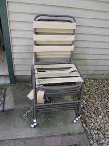 lot 218 image: Set of 5 metal framed patio chairs ...
