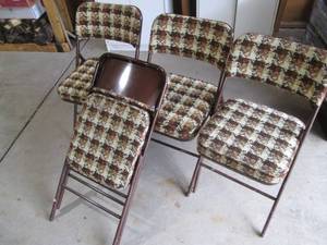 lot 266 image: Vintage padded metal folding chair ...