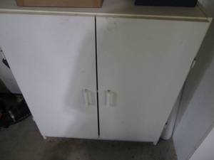 lot 305 image: Double door white storage cabinet a...