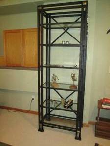 lot 16 image: Heavy metal framed 7-tier shelf wit...