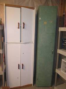 lot 49 image: Vintage green and modern white cabi...