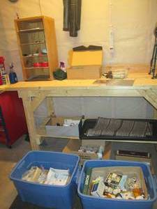 lot 53 image: Entire contents of shelf, totes rug...