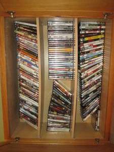 lot 61 image: Oak cabinet filled with DVDs measur...