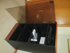 lot 122 image: Glass front cabinet with a Kenwood ...