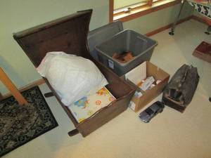 lot 347 image: Vintage wood hand crafted baby crad...